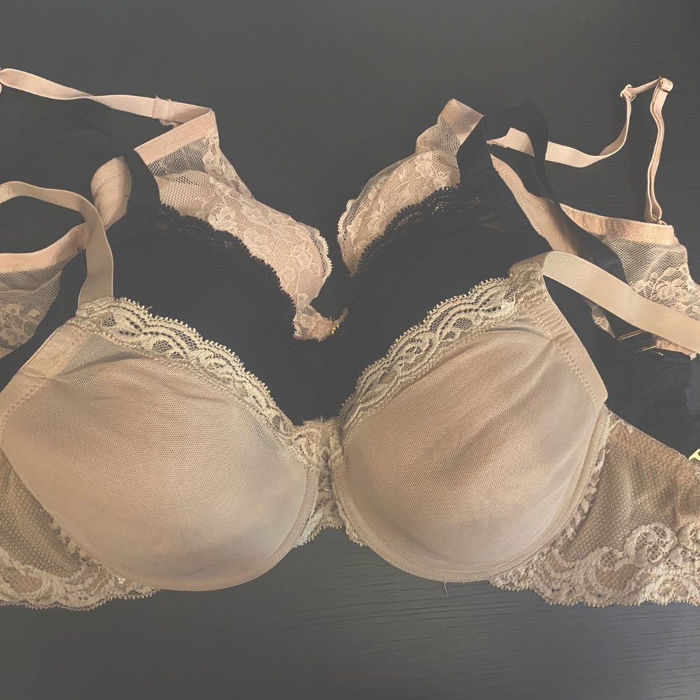Natori Lace Bras Bundle of 3 | 30 G | Black | Nude | pink